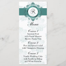 monogram aqua wedding menu