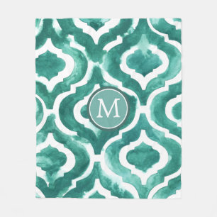 Monogram Aquamarine Motif IV Fleece Blanket