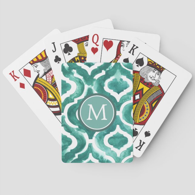 Monogram | Aquamarine Motif IV Poker Cards (Back)