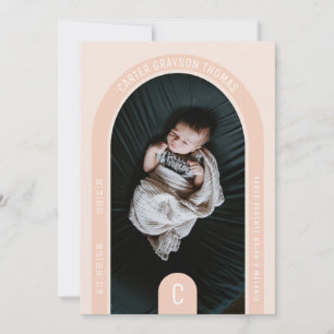 Monogram Arch Photo Birth Announcement Card