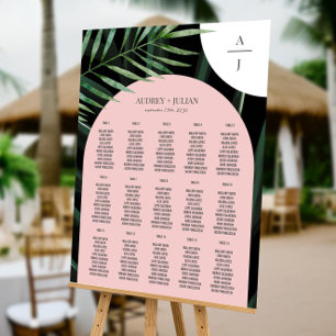 Monogram Arch Tropical Wedding Seating Chart Foam Board