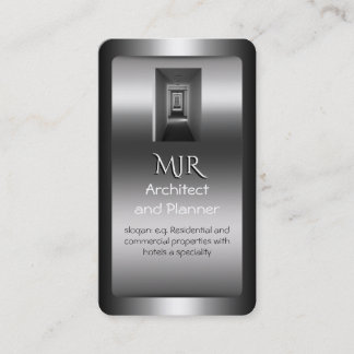 Monogram, Architect and Planner, chrome-effect Business Card