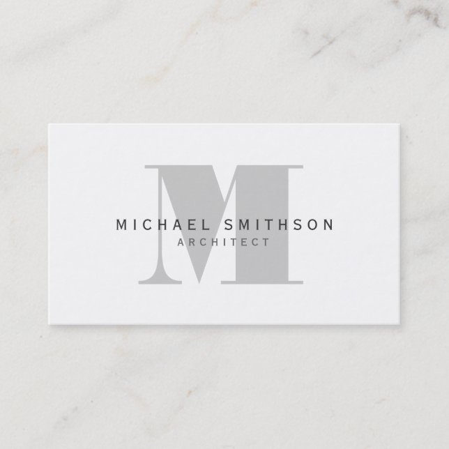 Monogram Architect Modern Simple Business Card (Front)