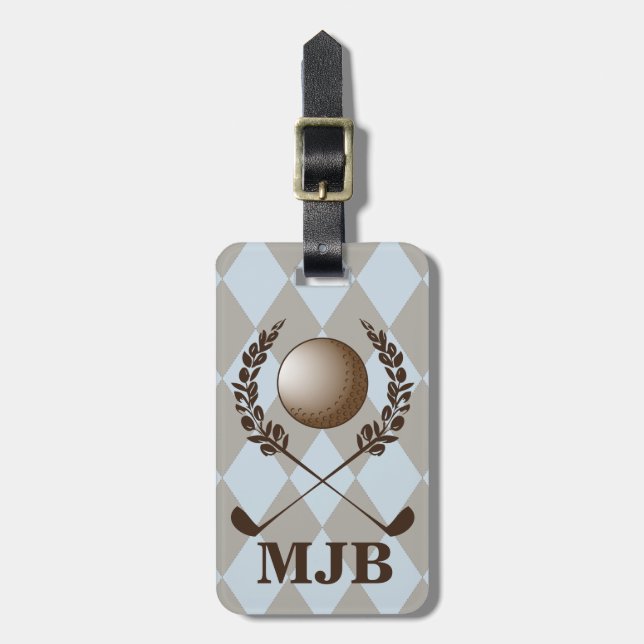 Monogram Argyle Golf Crest Luggage Tag (Front Vertical)