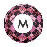 Monogram Argyle Pattern in Black and Pink Baseball