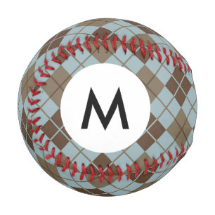 Monogram Argyle Pattern in Blue and Taupe Baseball