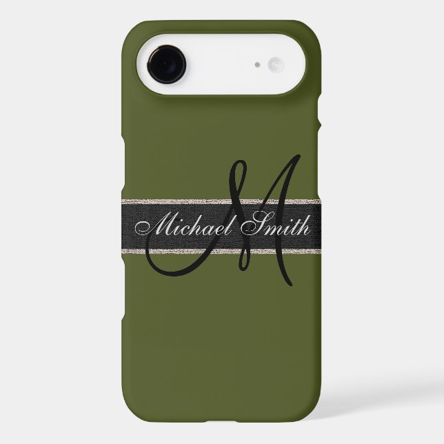 Monogram Army green Color Background Case-Mate iPhone Case (Back)