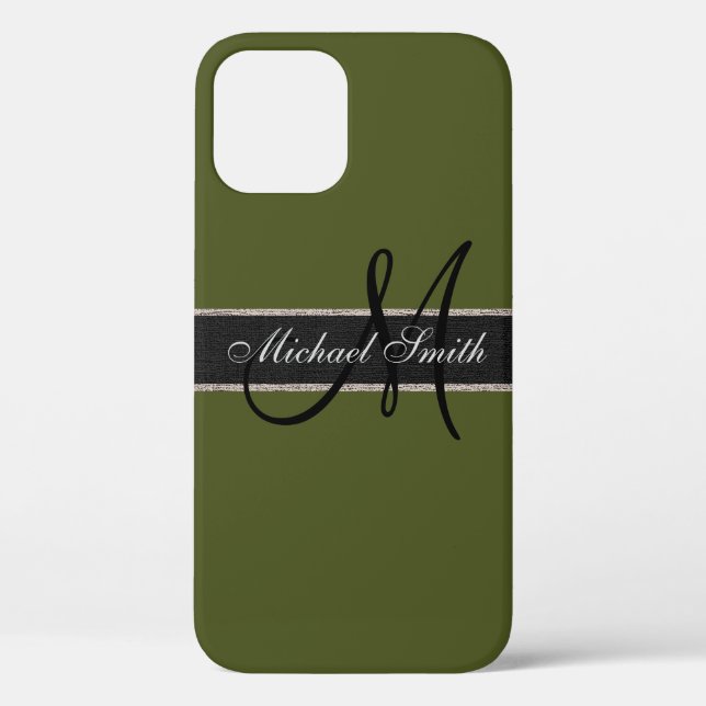 Monogram Army green Color Background Case-Mate iPhone Case (Back)