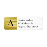 Monogram Art Deco Gold Satin Stripes Label