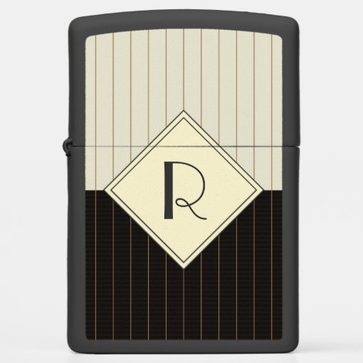 Monogram Art Deco Pinstripe Zippo Lighter Zazzle