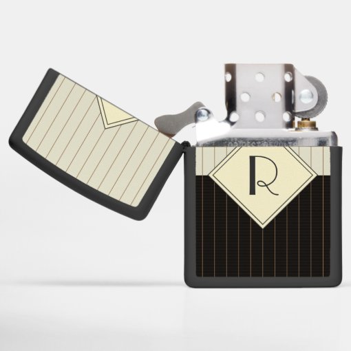 Monogram Art Deco Pinstripe Zippo Lighter Zazzle