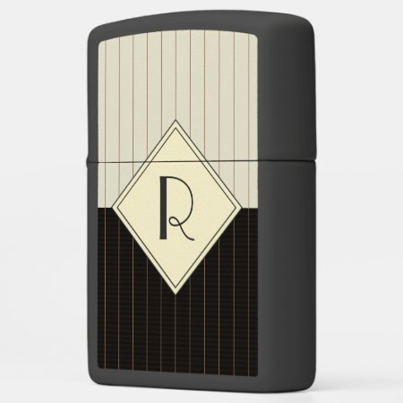 Monogram Art Deco Pinstripe Zippo Lighter
