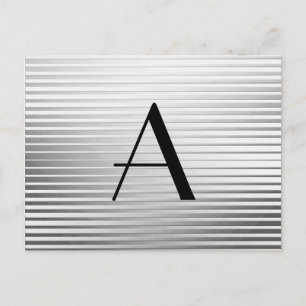 Monogram Art Deco Silver Satin Stripes Postcard
