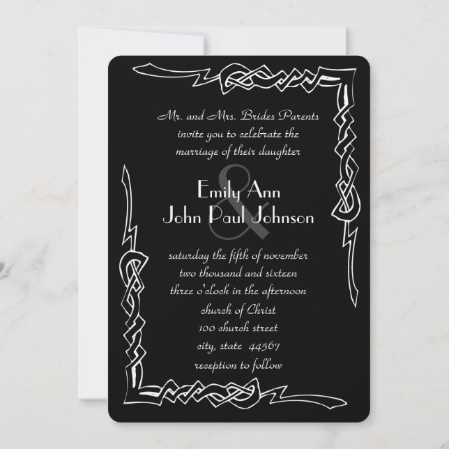 Monogram Art Deco Wedding Invitation (Back)