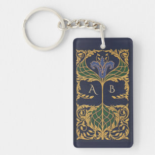 Monogram Art Nouveau Bookish Keychain