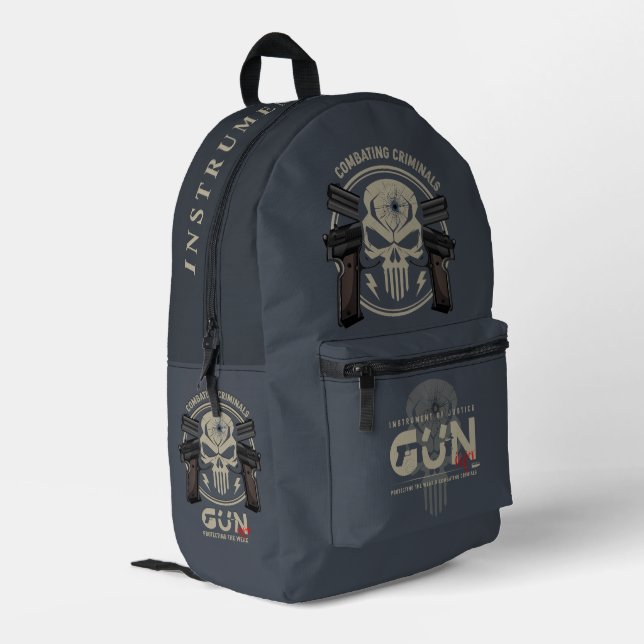 Monogram Art of Gun (2) |  Printed Backpack (Back Corner Left)