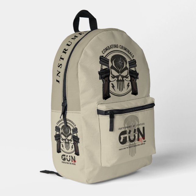 Monogram Art of Gun |  Printed Backpack (Back Corner Left)