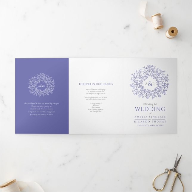 monogram art story dedication wedding Tri-Fold program (Outside)