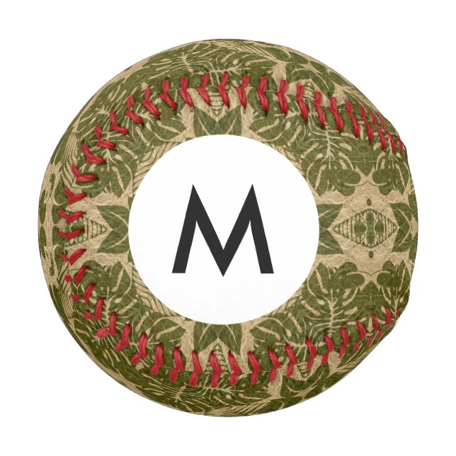 Monogram Art vintage damask pattern Baseball (Front Left)