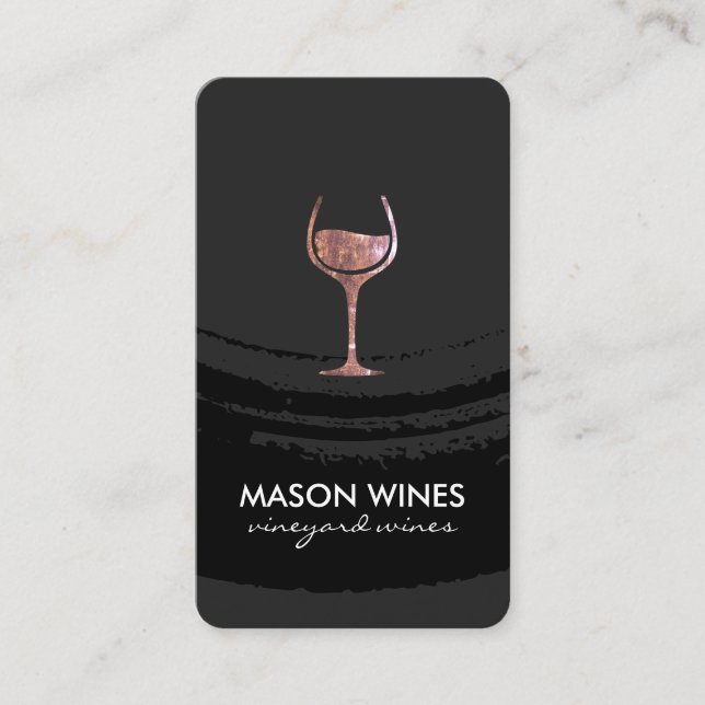 Monogram Artistic Brushed Wine Glass Business Card (Front)