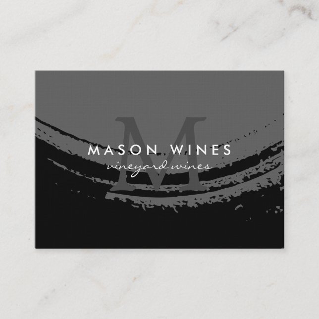 Monogram Artistic Brushed Wine Glass Business Card (Front)