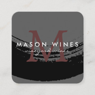 Monogram Artistic Brushed Wine Glass Square Business Card