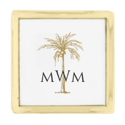 Monogram Artistic Gold Palm Tree Gold Finish Lapel Pin