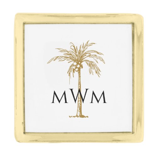 Monogram Artistic Gold Palm Tree Gold Finish Lapel Pin