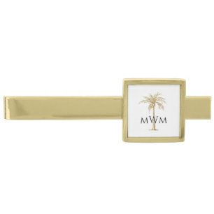 Monogram Artistic Gold Palm Tree Gold Finish Tie Bar