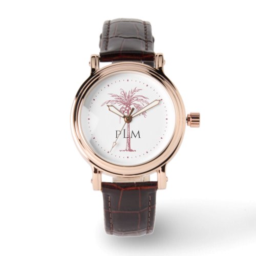 Monogram Artistic Tropical Rose Gold Palm Tree Watch