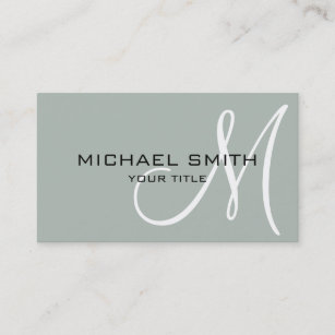 Monogram Ash grey color background Business Card