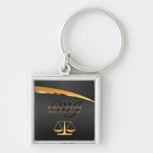 Monogram Attorney at Law _ Black and Gold Keychain