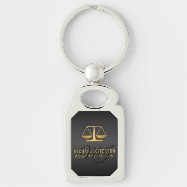 Monogram, Attorney at Law - Black and Gold Keychain (Front)