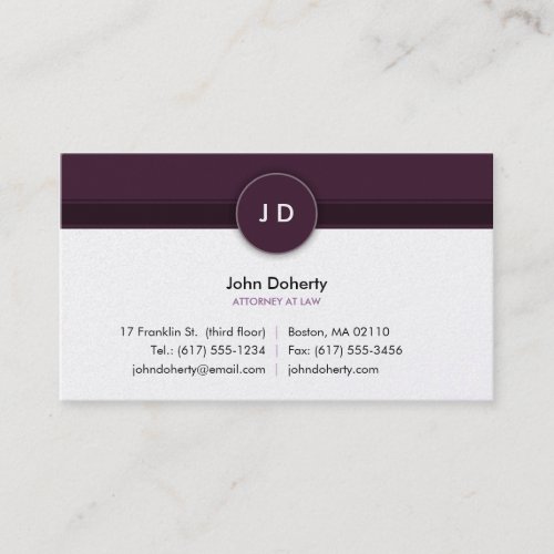 Monogram Attorney at Law - Business Card