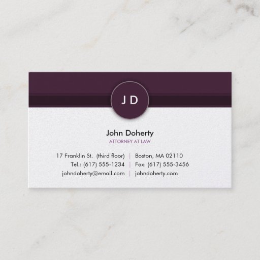 Customizable Monogram Attorney at Law - Business Card