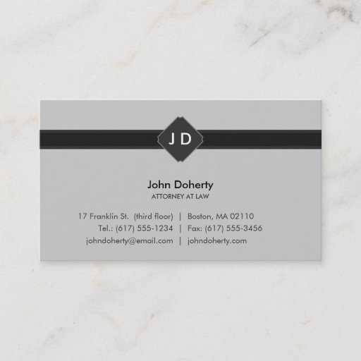 Customizable Monogram Attorney at Law - Business Card