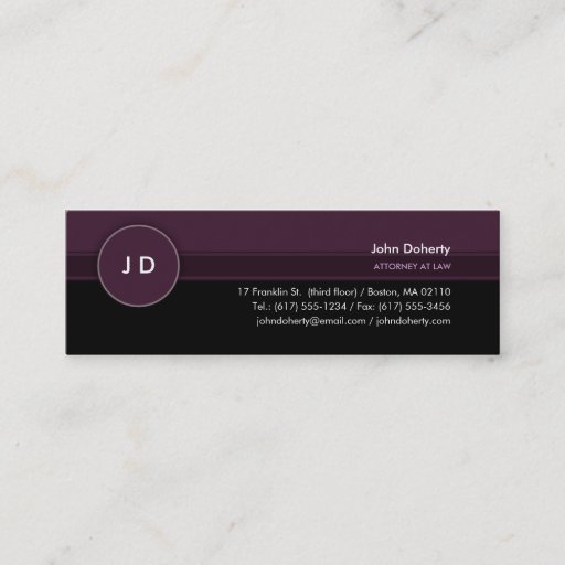 Customizable Monogram Attorney at Law - Business Card