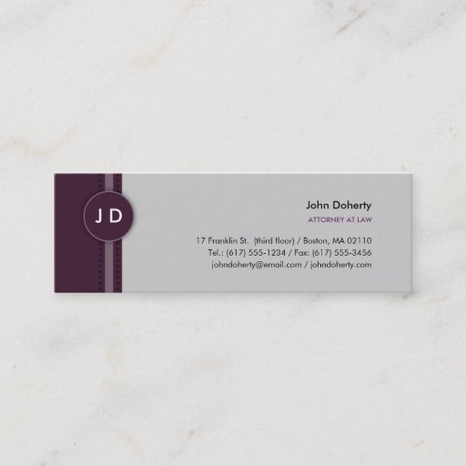 Customizable Monogram Attorney at Law - Business Card