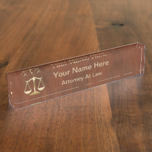 Monogram Attorney Executive Name Plate