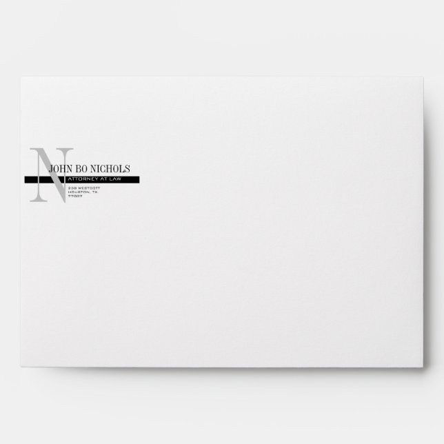 Monogram Attorney Letterhead Envelope A10 (Front)