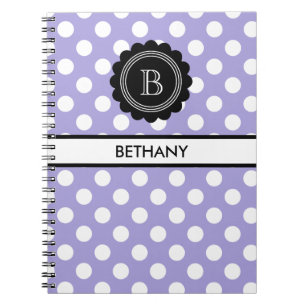 Monogram Aura Indigo and Black Polka Dot Notebook