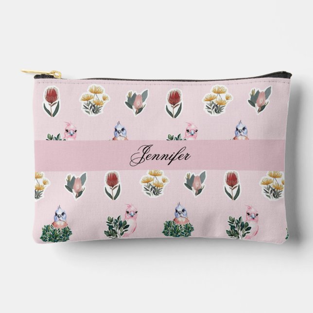 Monogram Australian Nature, blush pink  Accessory Pouch (Front)