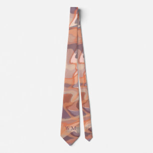 Monogram autumn abstract weaves terracotta plum neck tie
