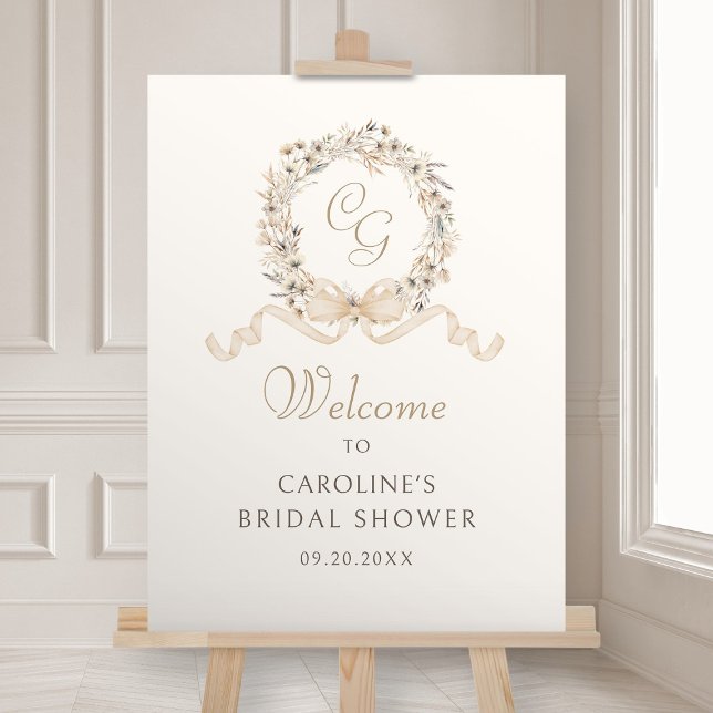 Monogram Autumn Fall Bridal Shower Welcome Foam Board (Creator Uploaded)