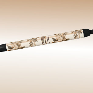 Monogram   Autumn-Fall Floral Plaid Ink Pen