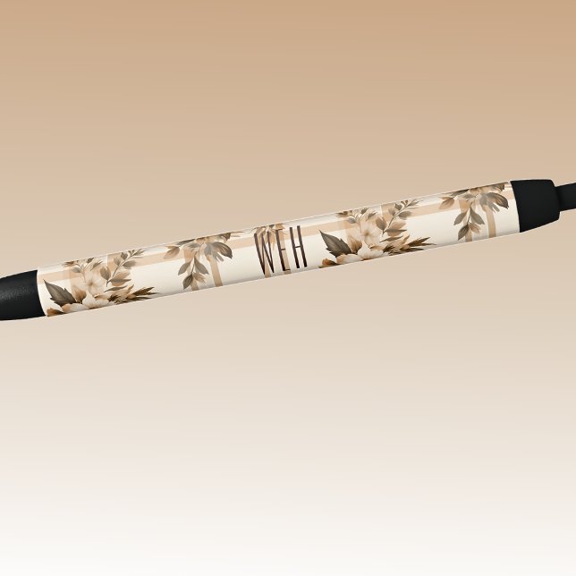 Monogram | Autumn-Fall Floral Plaid Ink Pen (Creator Uploaded)