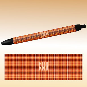 Monogram Autumn-Fall Plaid Pattern Ink Pen