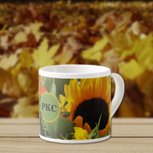 Monogram Autumn Fall Sunflowers 6oz Espresso Cup