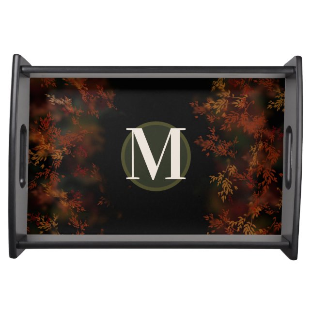 Monogram Autumn foliage  Serving Tray (Front)
