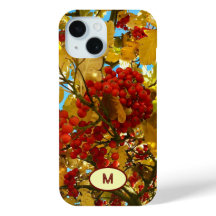 Monogram Autumn RedBerry orange Tree Crown Photo -